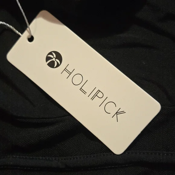 Holipick One Piece Swimsuit Bathing Suit Black Mesh Cutouts High Neck See Throug - Picture 13 of 16